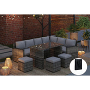 Rosen 9 Seater Rattan Garden Dining Set In Grey