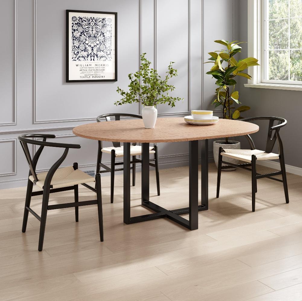 Belluno Industrial Style 160cm Round Extending Dining Table