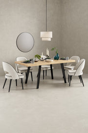 Belluno 4-6 Seater Oak 190CM Extending Dining Table With 4/6 Boucle Dining Chairs