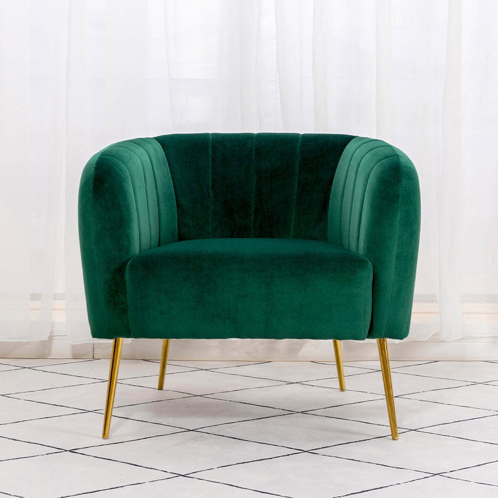 Russell Velvet Armchair In Green