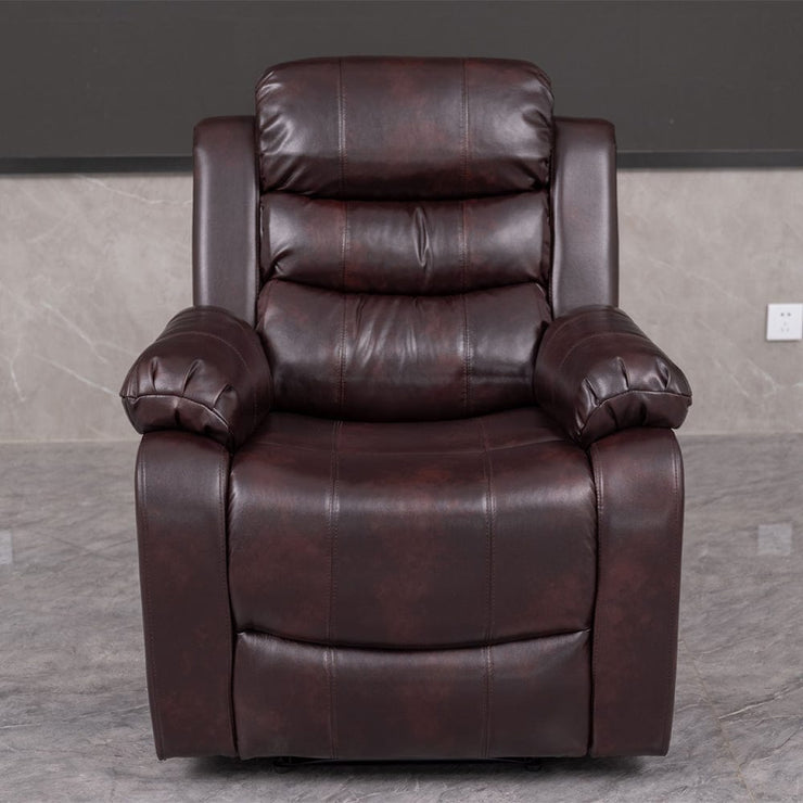 PU Leather Brown Manual Recliner 2 Seater Sofa / Armchair Set