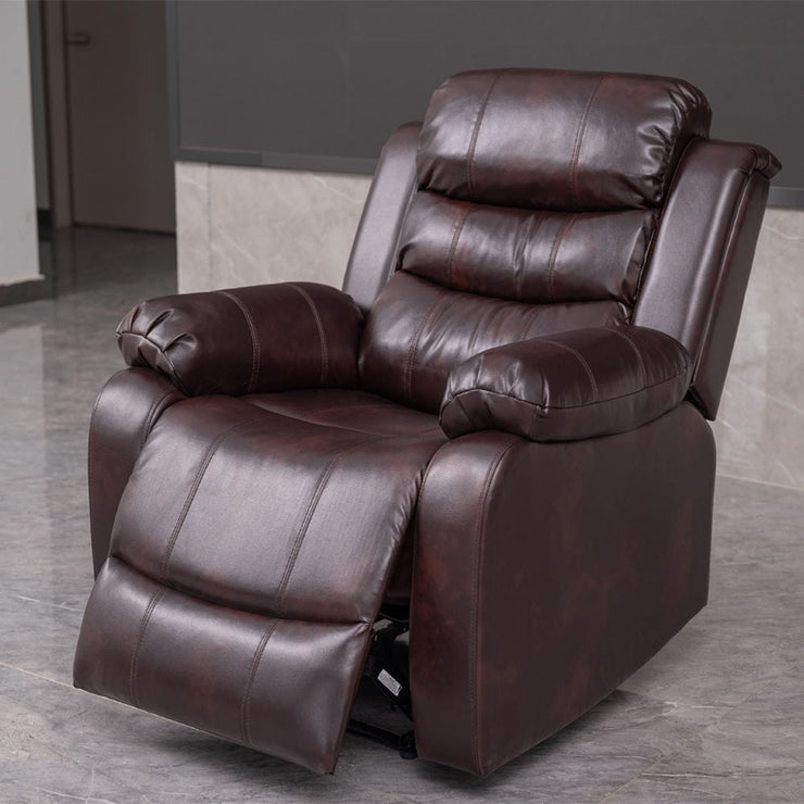 PU Leather Brown Manual Recliner 2 Seater Sofa / Armchair Set