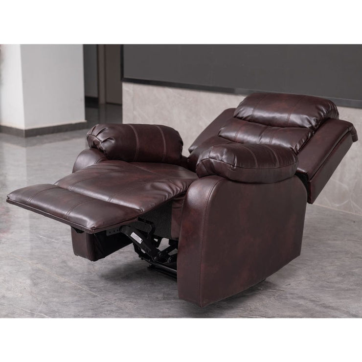 PU Leather Brown Manual Recliner 2 Seater Sofa / Armchair Set