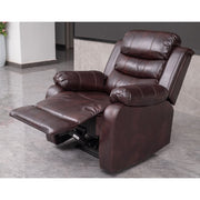 PU Leather Brown Manual Recliner 2 Seater Sofa / Armchair Set