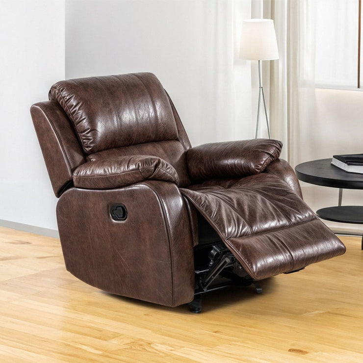 Leatheire Brown Manual Recliner 3 Seater Sofa / 2 Seater Sofa/ Armchair Set