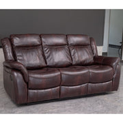 PU Leather Brown Manual Recliner Sofa / Armchair set