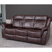 PU Leather Brown Manual Recliner Sofa / Armchair set