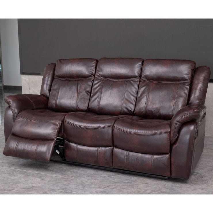 PU Leather Brown Manual Recliner Sofa / Armchair set