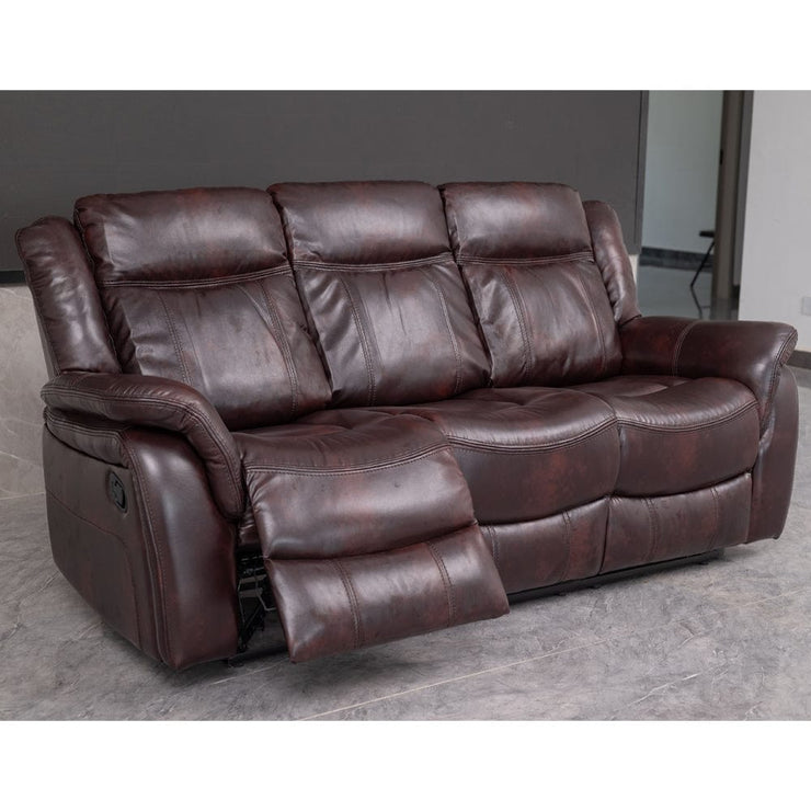 PU Leather Brown Manual Recliner Sofa / Armchair set