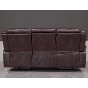 PU Leather Brown Manual Recliner Sofa / Armchair set