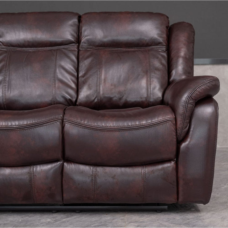 PU Leather Brown Manual Recliner Sofa / Armchair set