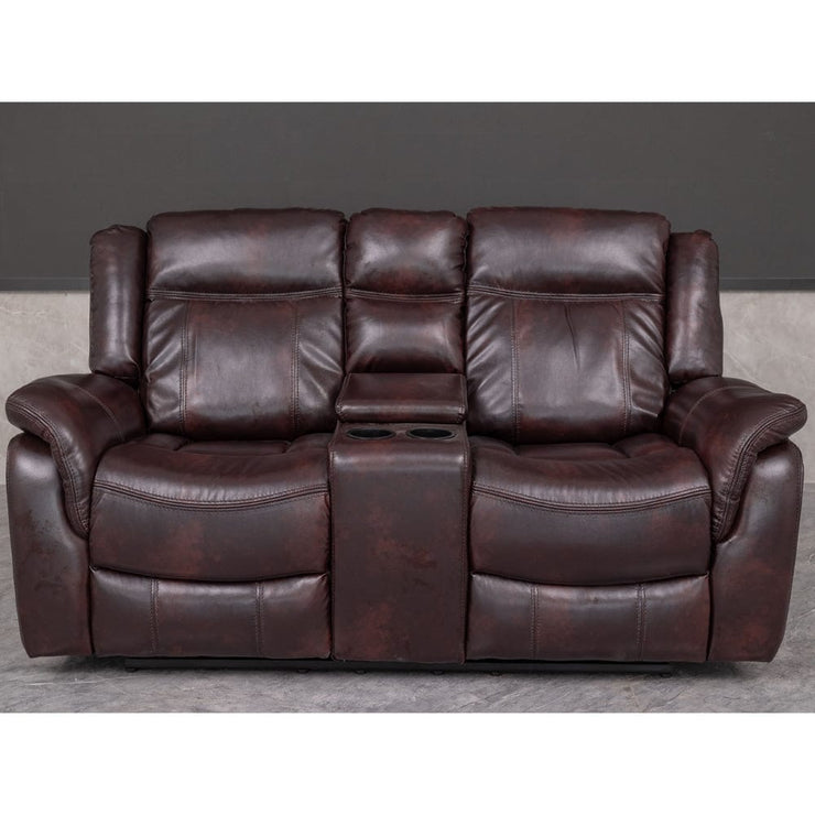 PU Leather Brown Manual Recliner Sofa / Armchair set