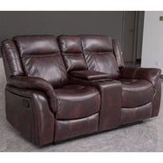 PU Leather Brown Manual Recliner Sofa / Armchair set