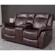 PU Leather Brown Manual Recliner Sofa / Armchair set