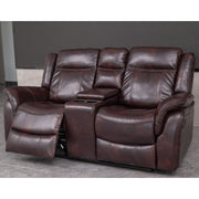 PU Leather Brown Manual Recliner Sofa / Armchair set