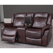 PU Leather Brown Manual Recliner Sofa / Armchair set