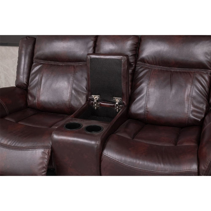 PU Leather Brown Manual Recliner Sofa / Armchair set