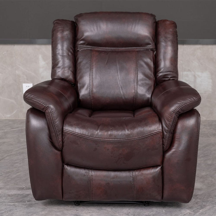 PU Leather Brown Manual Recliner Sofa / Armchair set