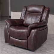 PU Leather Brown Manual Recliner Sofa / Armchair set