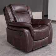 PU Leather Brown Manual Recliner Sofa / Armchair set