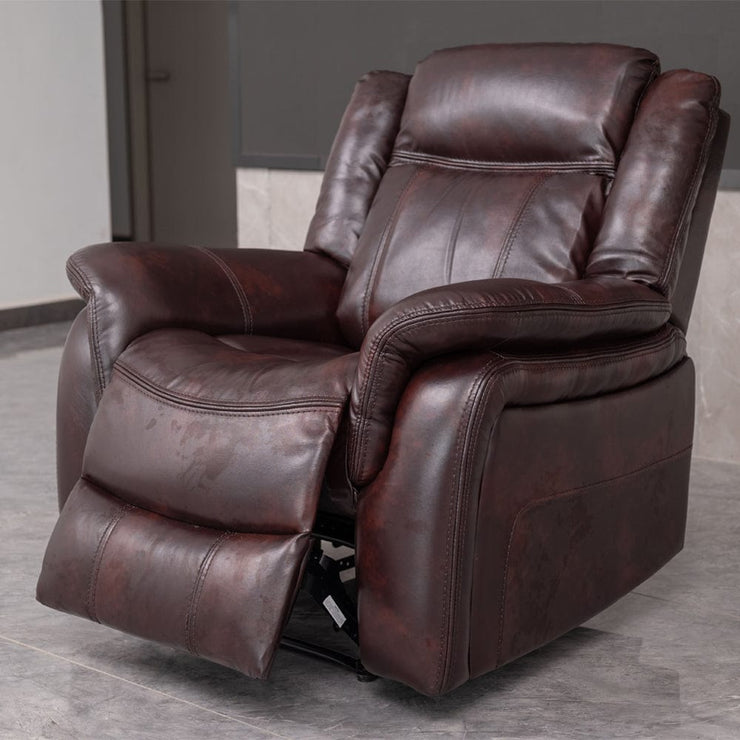 PU Leather Brown Manual Recliner Sofa / Armchair set