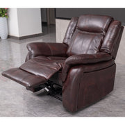 PU Leather Brown Manual Recliner Sofa / Armchair set