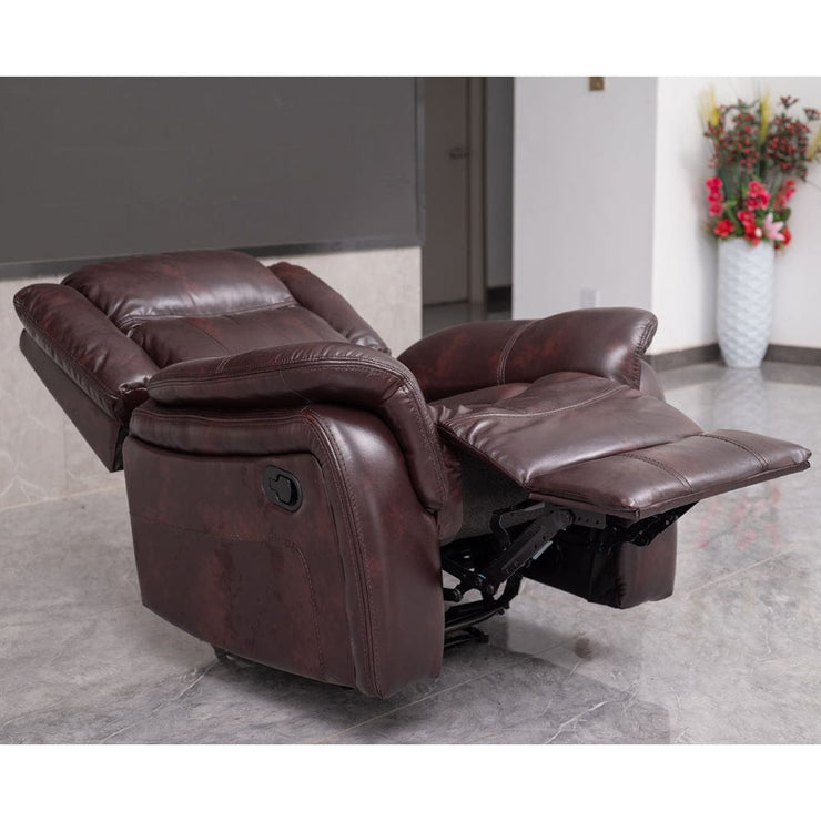 PU Leather Brown Manual Recliner Sofa / Armchair set