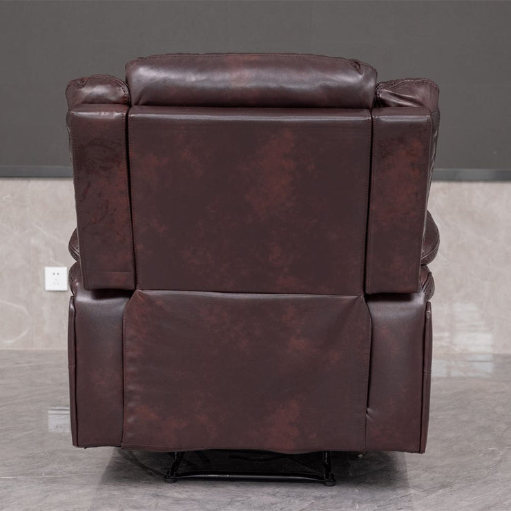 PU Leather Brown Manual Recliner Sofa / Armchair set