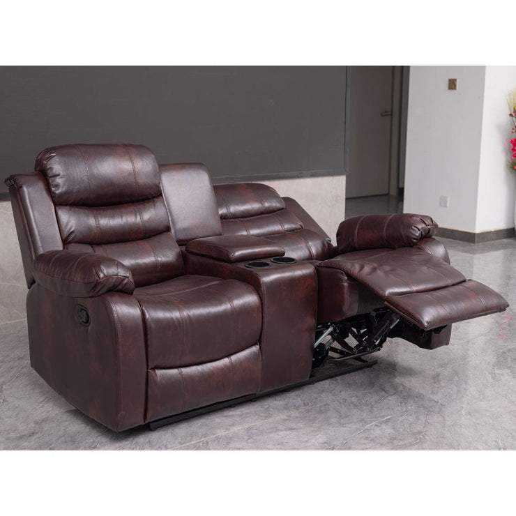 Brown PU Leather Manual Recliner 2 Seater Sofa/3 Seater Sofa / Armchair Set