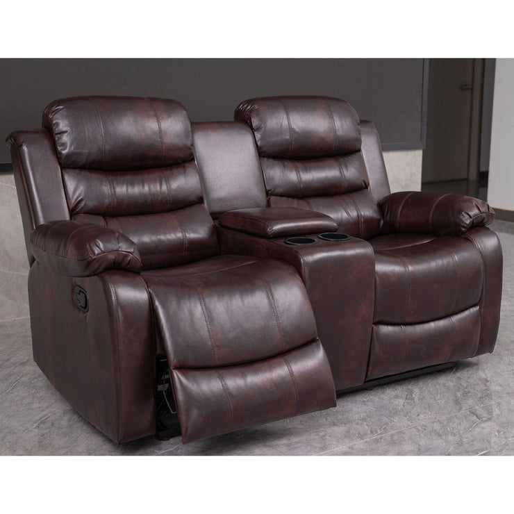 Brown PU Leather Manual Recliner 2 Seater Sofa/3 Seater Sofa / Armchair Set