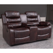 Brown PU Leather Manual Recliner 2 Seater Sofa/3 Seater Sofa / Armchair Set