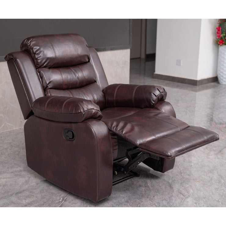 Brown PU Leather Manual Recliner 2 Seater Sofa/3 Seater Sofa / Armchair Set