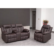 Brown PU Leather Pushback Recliner 2 Seater Sofa/3 Seater Sofa / Armchair Set