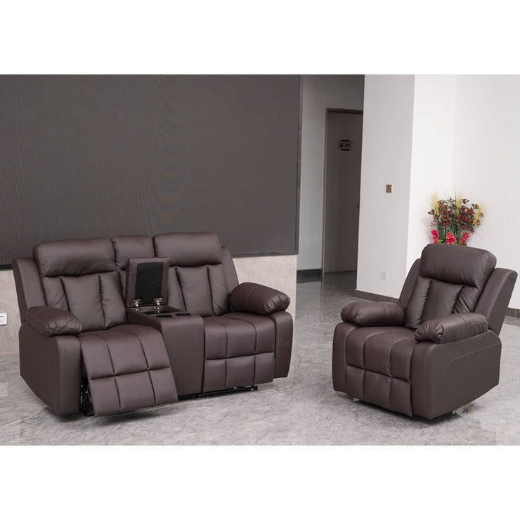 Brown PU Leather Pushback Recliner 2 Seater Sofa/3 Seater Sofa / Armchair Set