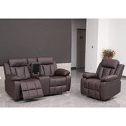 Brown PU Leather Pushback Recliner 2 Seater Sofa/3 Seater Sofa / Armchair Set