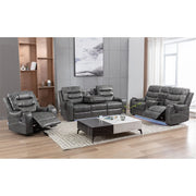 Grey PU Leather Manual Recliner Functional 2 Seater Sofa/3 Seater Sofa / Armchair Set