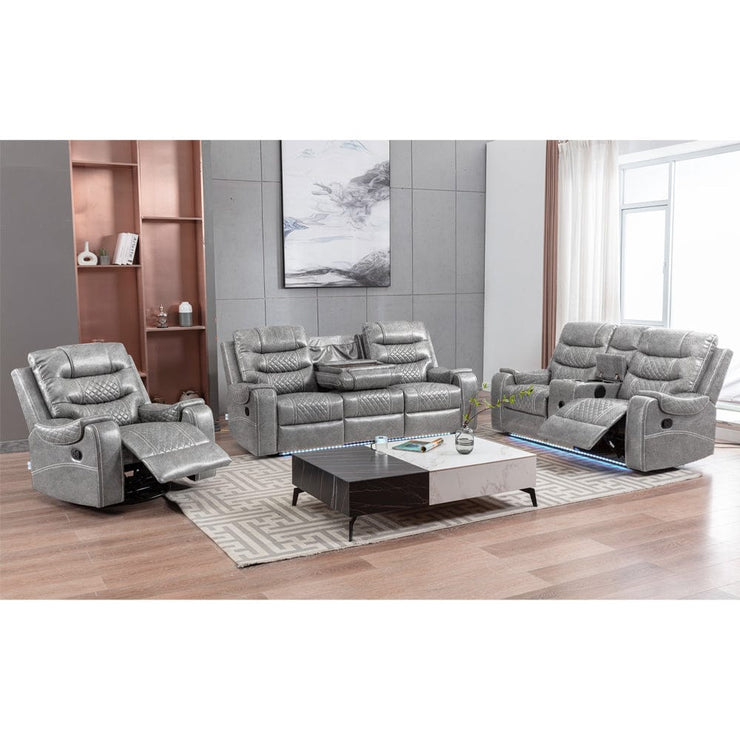 Grey PU Leather Manual Recliner Functional 2 Seater Sofa/3 Seater Sofa / Armchair Set