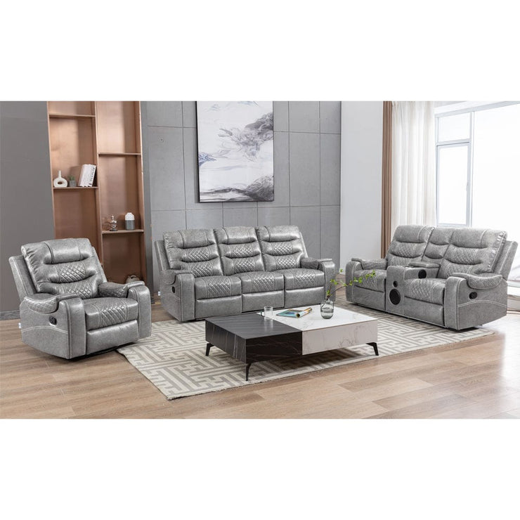 Grey PU Leather Manual Recliner Functional 2 Seater Sofa/3 Seater Sofa / Armchair Set