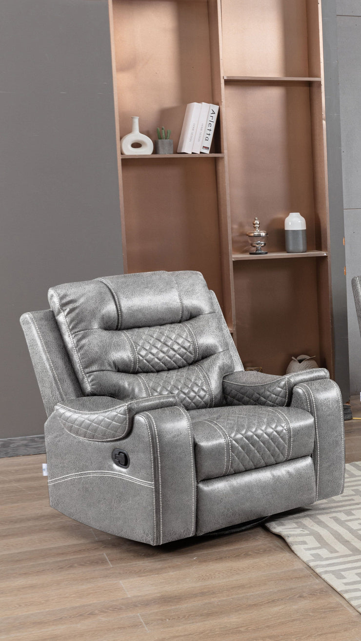 Grey PU Leather Manual Recliner Functional 2 Seater Sofa/3 Seater Sofa / Armchair Set