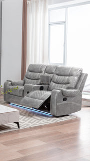 Grey PU Leather Manual Recliner Functional 2 Seater Sofa/3 Seater Sofa / Armchair Set