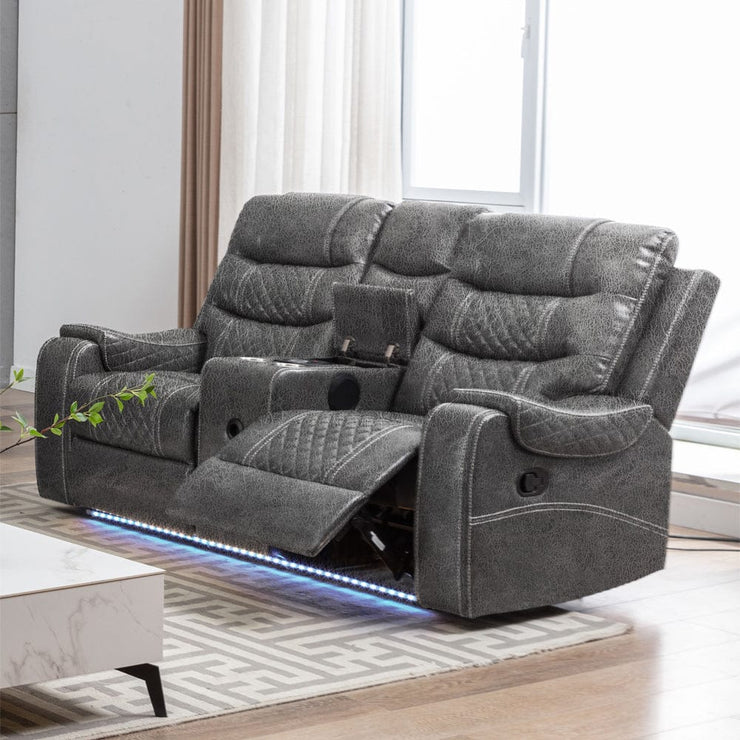 Grey PU Leather Manual Recliner Functional 2 Seater Sofa/3 Seater Sofa / Armchair Set