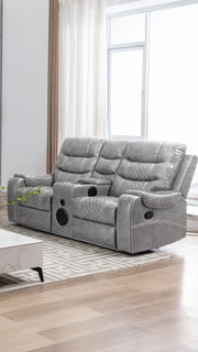 Grey PU Leather Manual Recliner Functional 2 Seater Sofa/3 Seater Sofa / Armchair Set