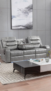 Grey PU Leather Manual Recliner Functional 2 Seater Sofa/3 Seater Sofa / Armchair Set