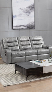 Grey PU Leather Manual Recliner Functional 2 Seater Sofa/3 Seater Sofa / Armchair Set