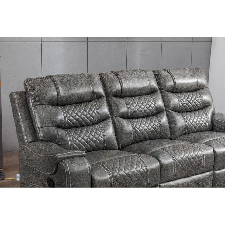 Grey PU Leather Manual Recliner Functional 2 Seater Sofa/3 Seater Sofa / Armchair Set