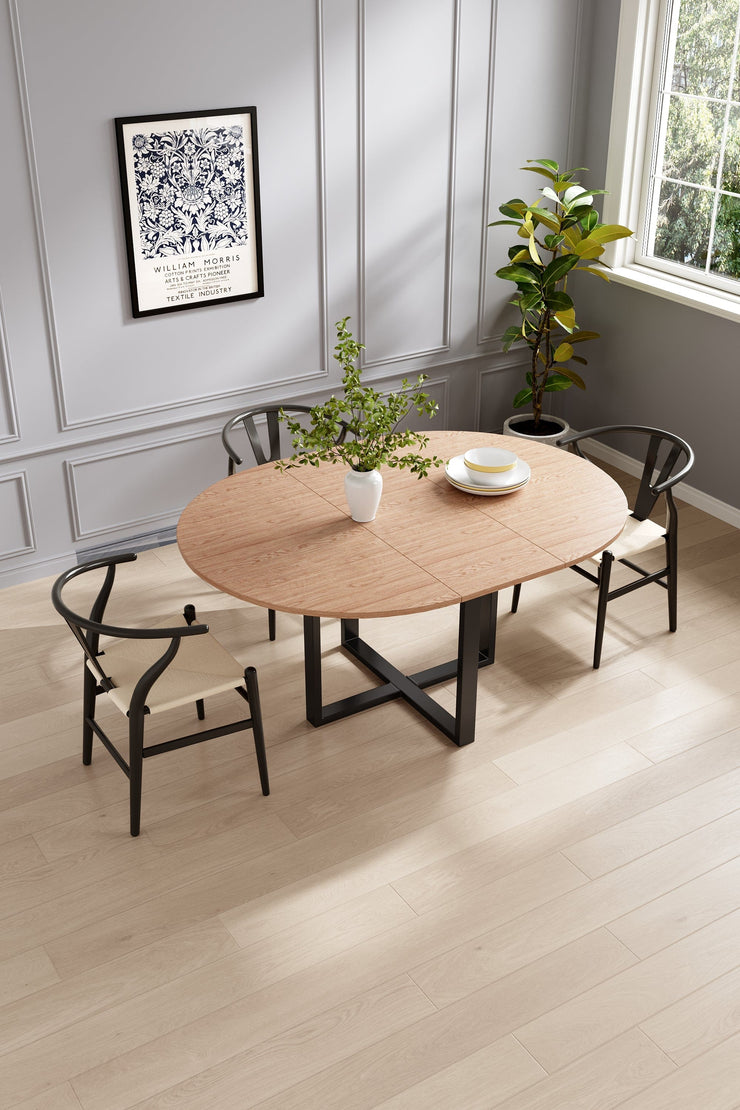 Belluno Industrial Style 160cm Round Extending Dining Table With 2/4 Dining Chairs