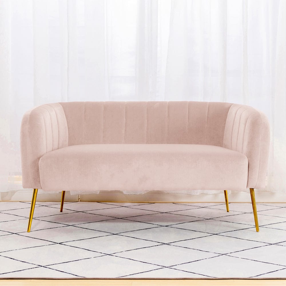 Russell Velvet Two Seater Sofa In Pink