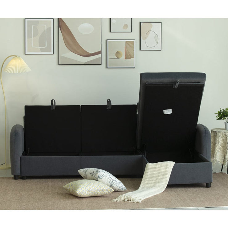 Anti-Scratching Microfibre Fabric Corner Sofa Storage Sofa 3 Seater Corner Sofa With Chaise