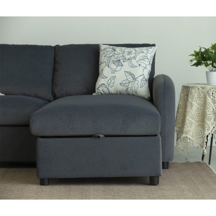 Anti-Scratching Microfibre Fabric Corner Sofa Storage Sofa 3 Seater Corner Sofa With Chaise