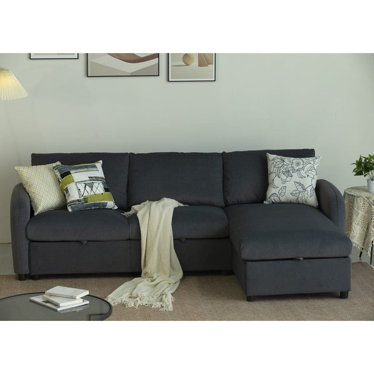 Anti-Scratching Microfibre Fabric Corner Sofa Storage Sofa 3 Seater Corner Sofa With Chaise